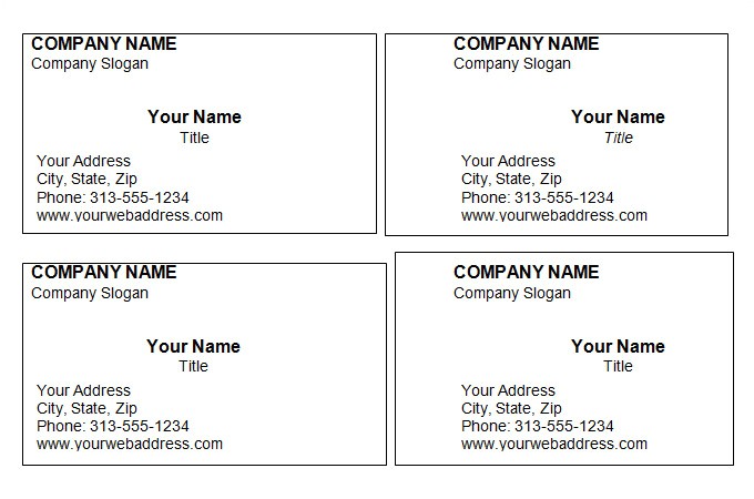 business card word template
