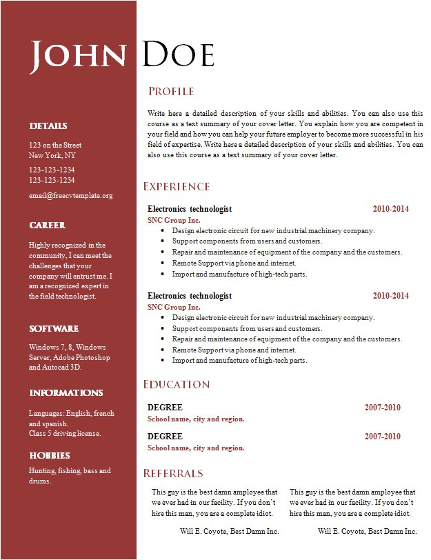 Free Word Resume Template Free Creative Resume Cv Template 547 to 553 Free Cv