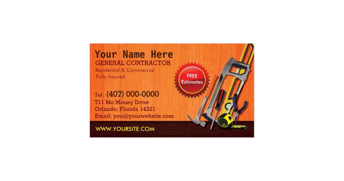 general contractor handyman business card template 240148690636881983