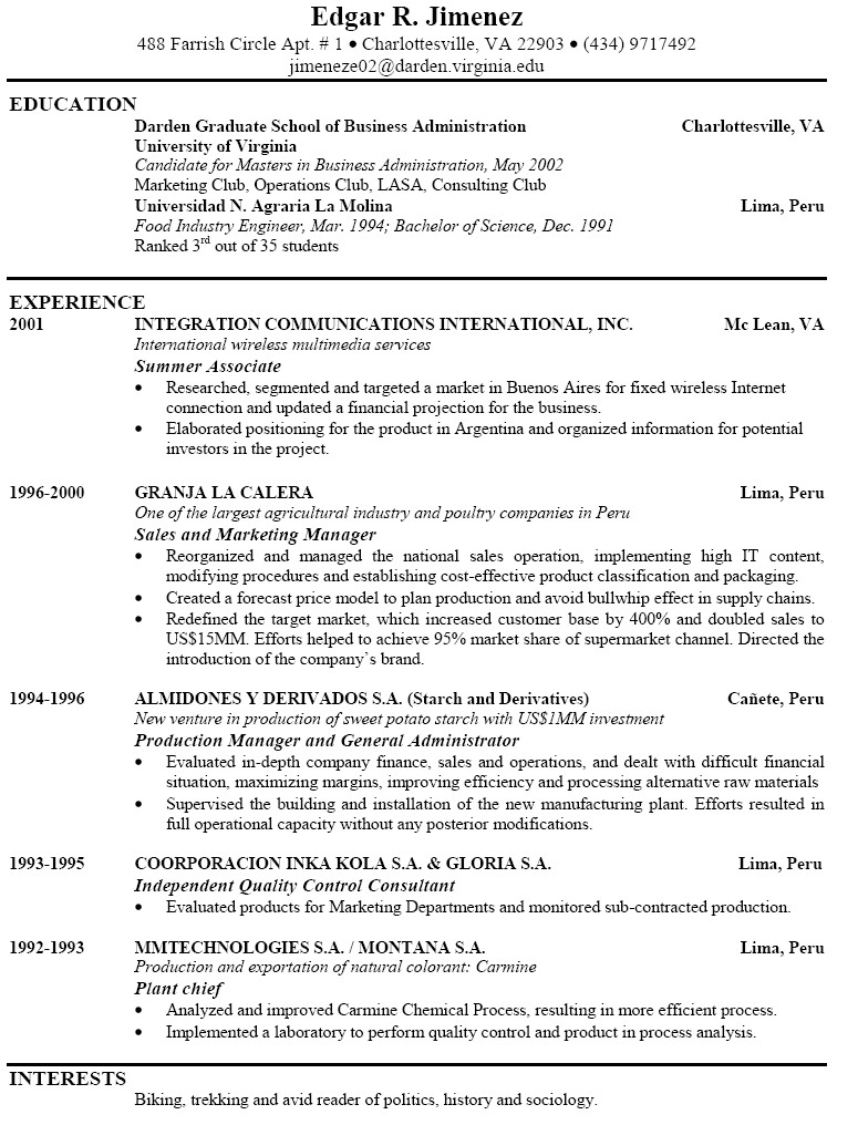 examples of good resumes