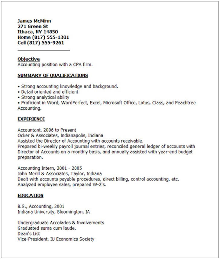examples of good resumes