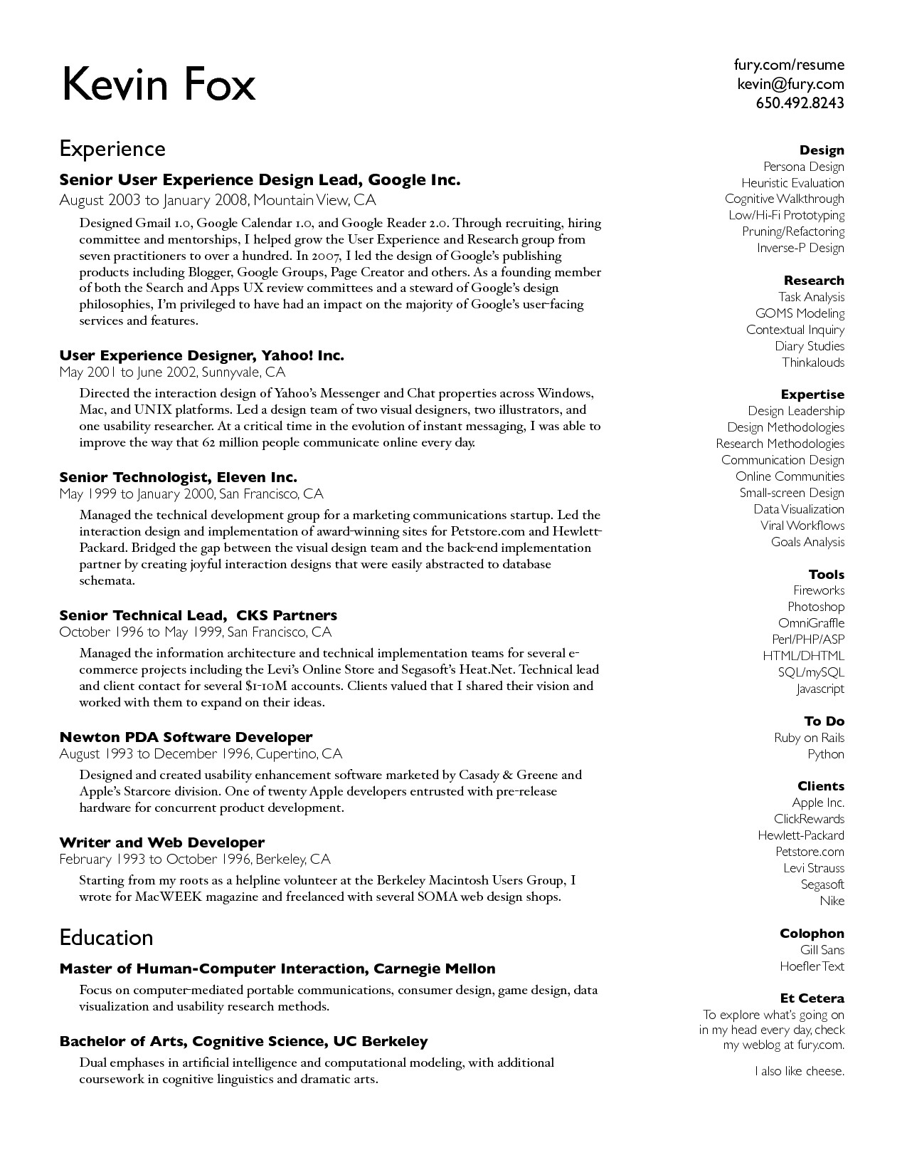 google template resume