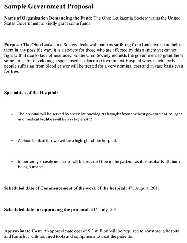Government Contract Proposal Template Government Proposal Template