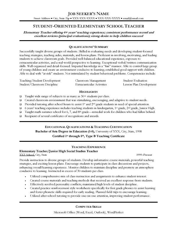 Great Teacher Resumes Samples 28 Best Images About Teacher Resumes On Pinterest