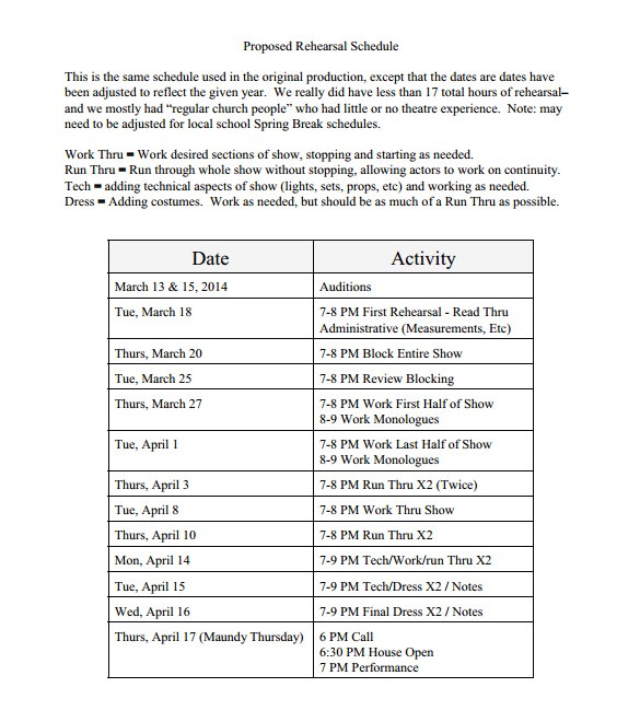 2924 proposal schedule template