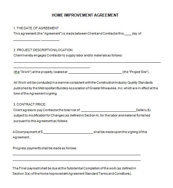 home remodeling contract template