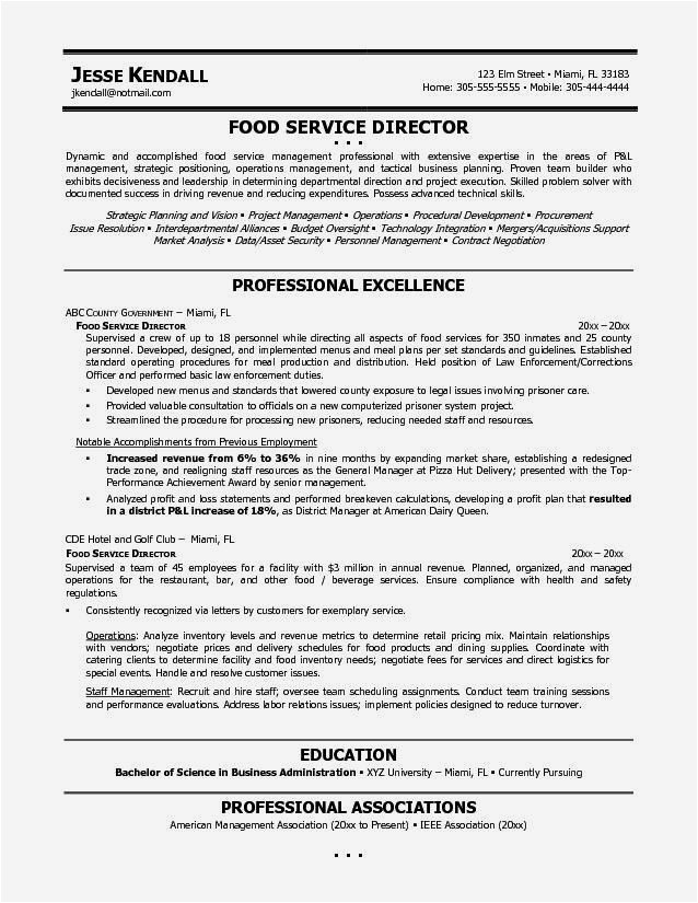example resume food service