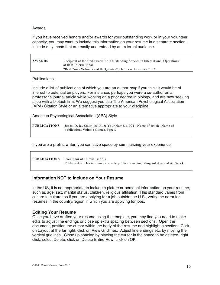 publications on resume example