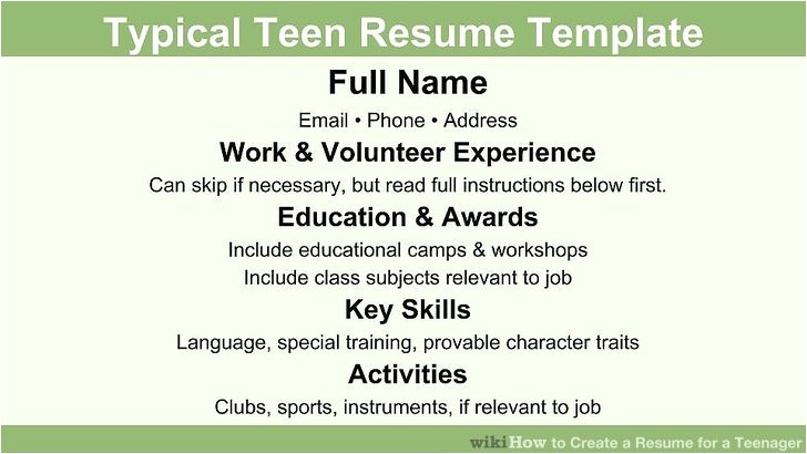 create a resume for a teenager