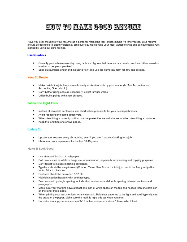how to make resume