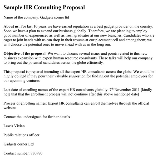 outsourcing proposal sample hr consulting proposal template