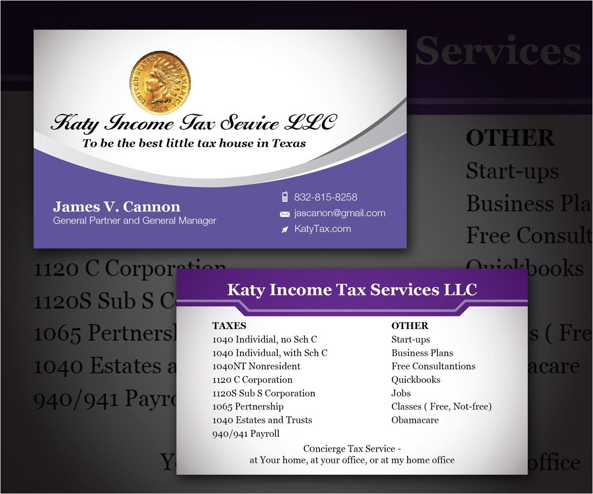 income tax business cards