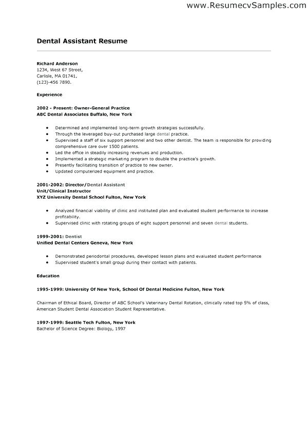 inexperienced dental assistant resume