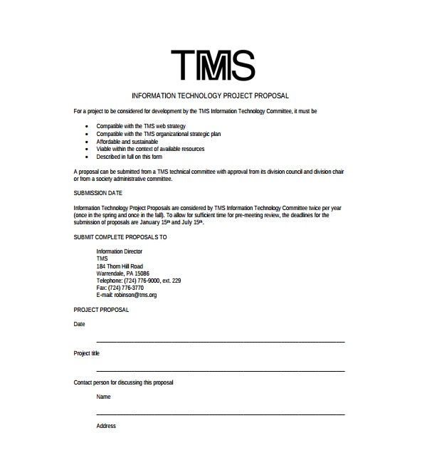 Information Technology Proposal Template 8 Technology Proposal Templates Sample Templates