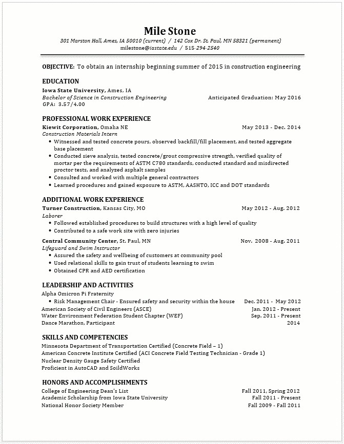 resume activities and interests