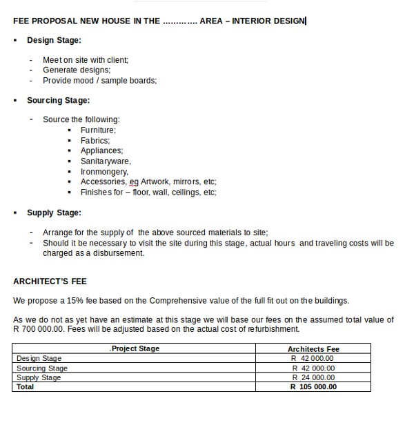 Interior Design Fee Proposal Template 15 Interior Design Proposal Templates Sample Templates