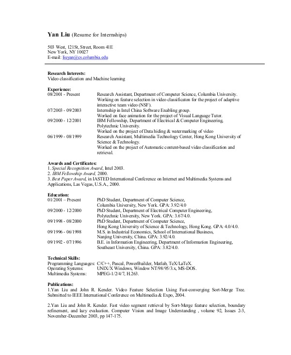 computer science resume examples