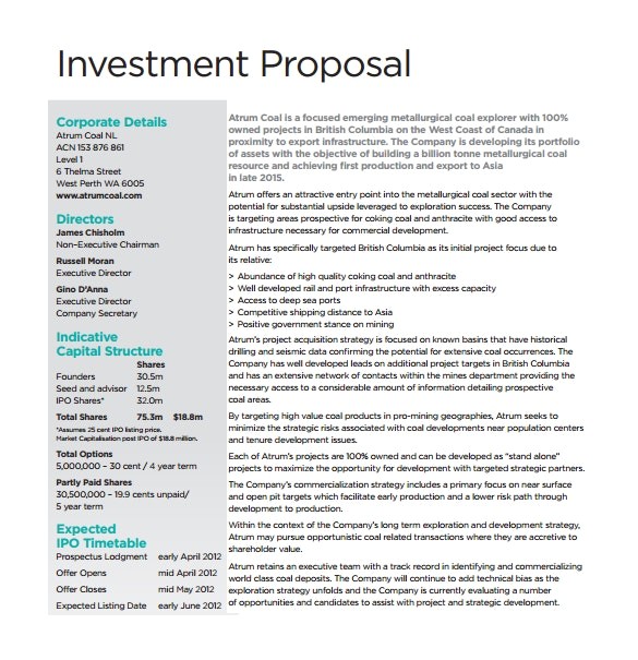 investment proposal template easy portray example of sample 8 documents in word
