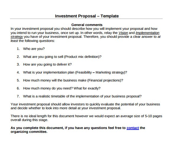 business investment proposal example