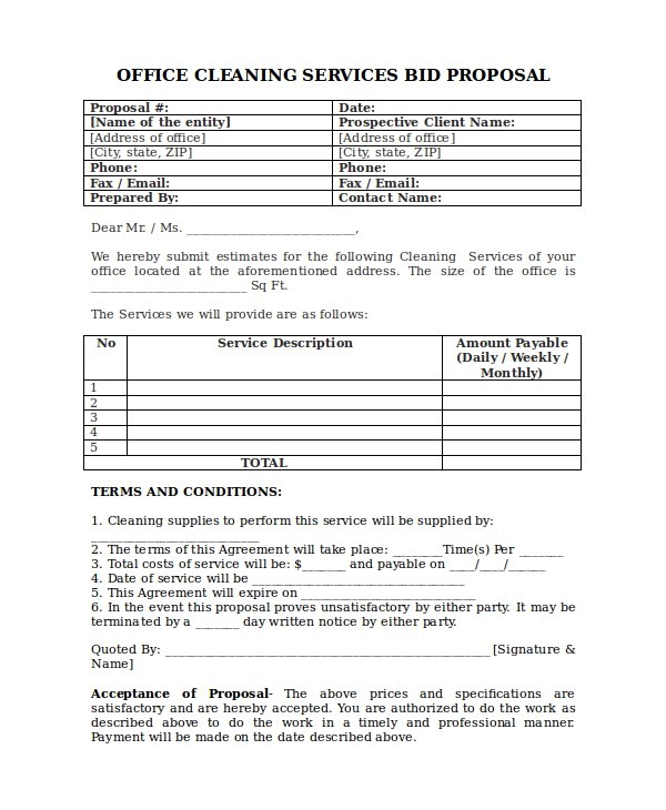 cleaning estimate template free download