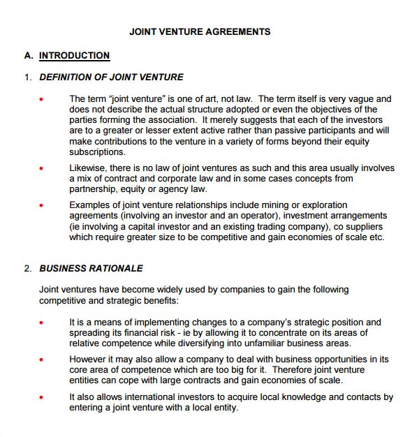 joint venture template