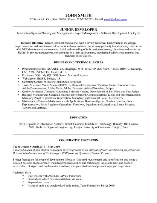 Junior C# Developer Resume Sample Click Here to Download This Junior Developer Resume