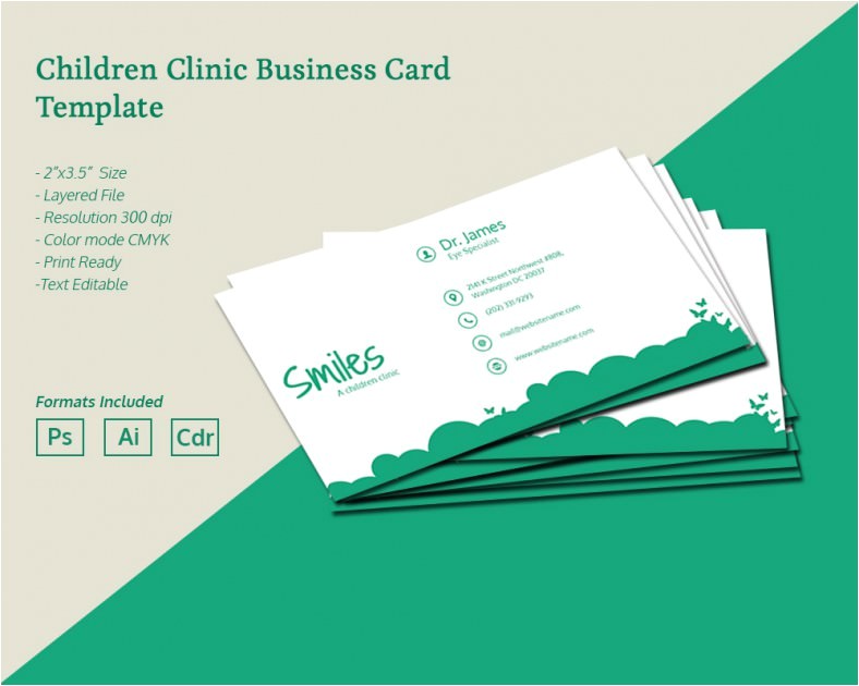 flat children clinic business card template