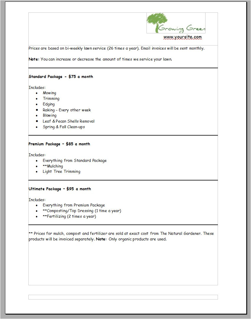 commercial lawn care bid template