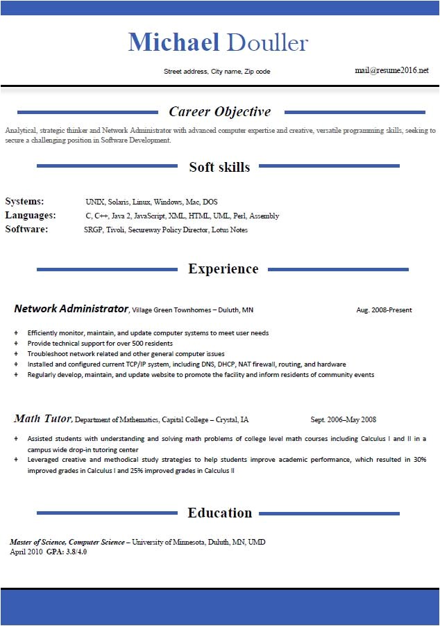 resume format 2016
