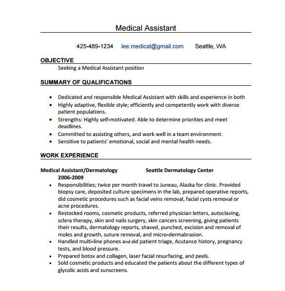 medical assistant resume