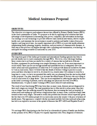 medical assistance proposal template