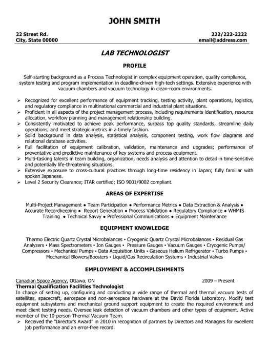 lab tech resume 595