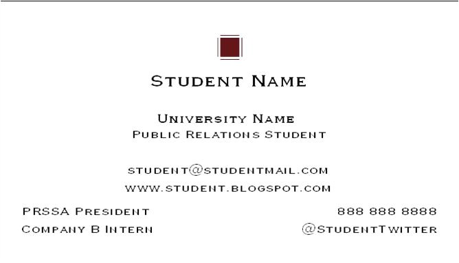 how to create a student business card