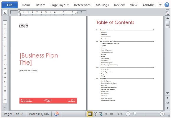 business plan template microsoft word