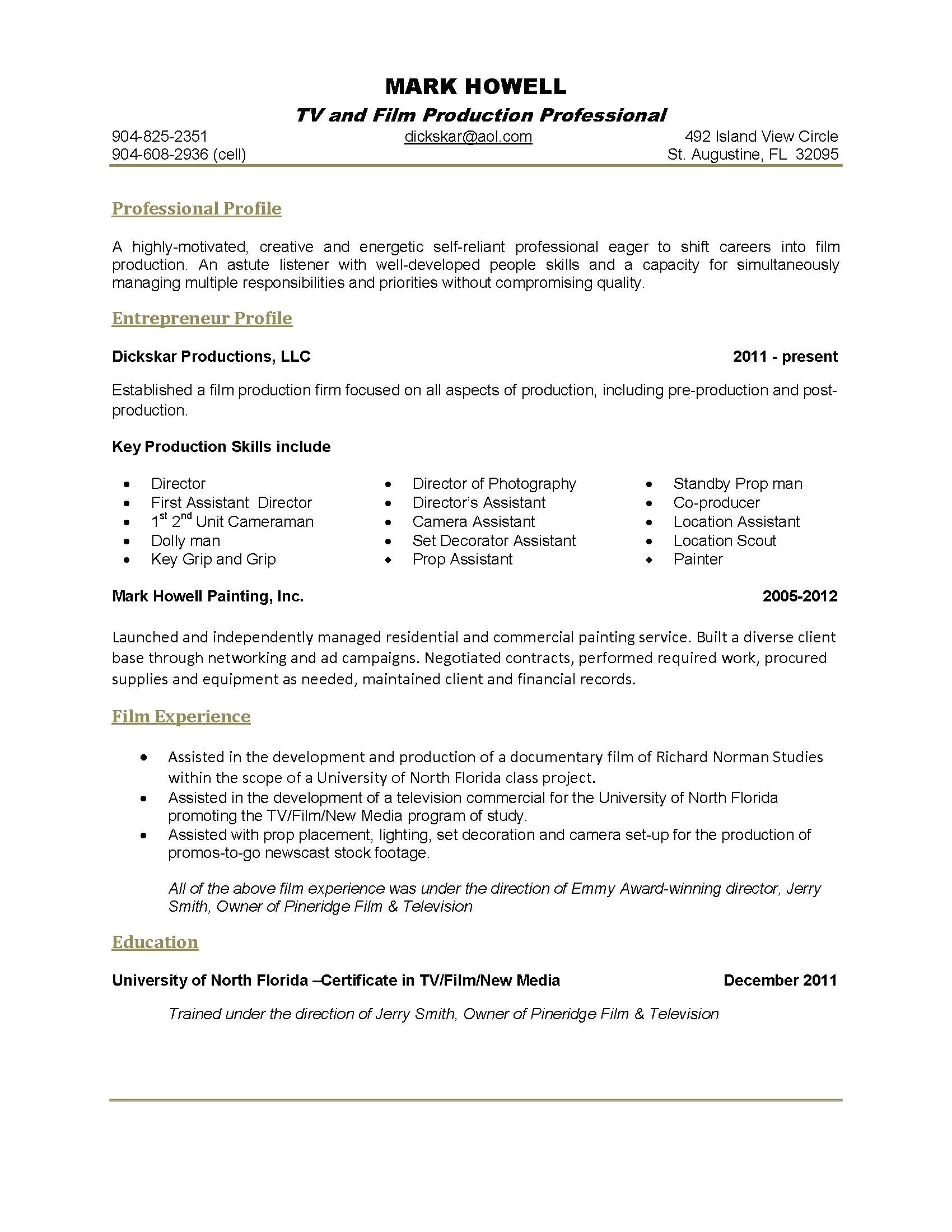 one page resume sample download