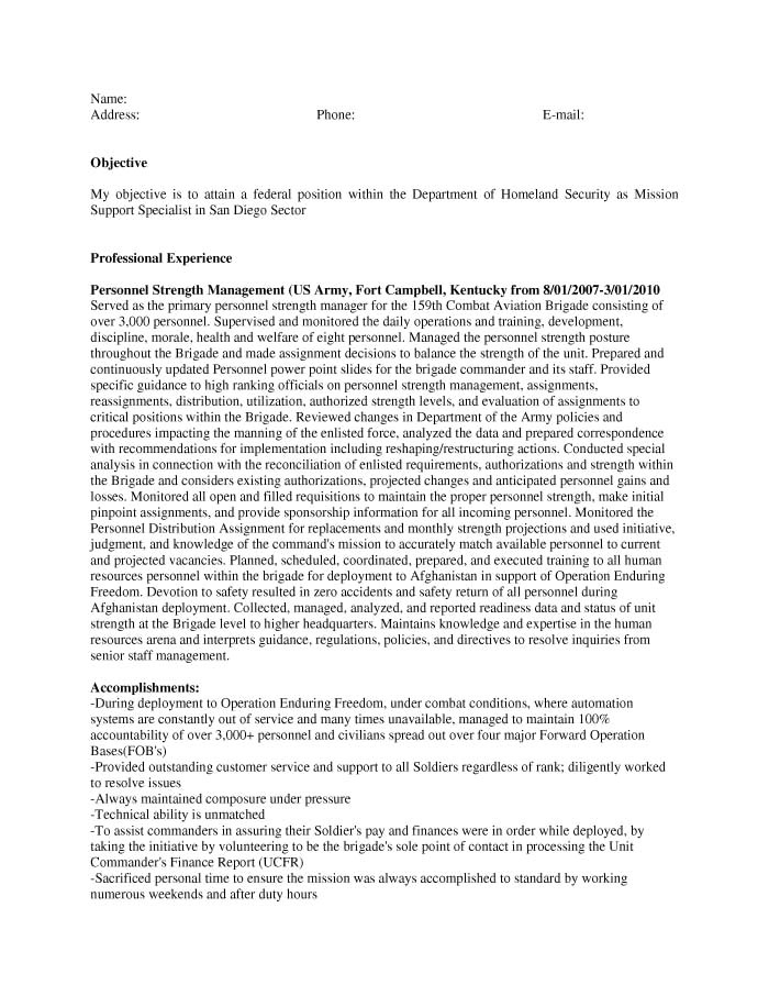 Mission Support Specialist Resume Sample 1 Mission Support Specialist Resume Sample Free Federal Resume Sample From Resume Prime