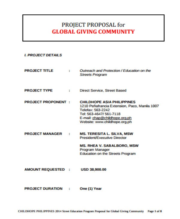 ngo project proposal template