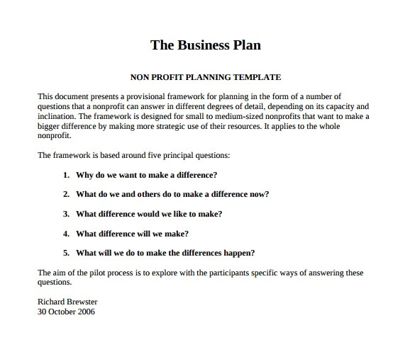 free nonprofit business plan template 2016