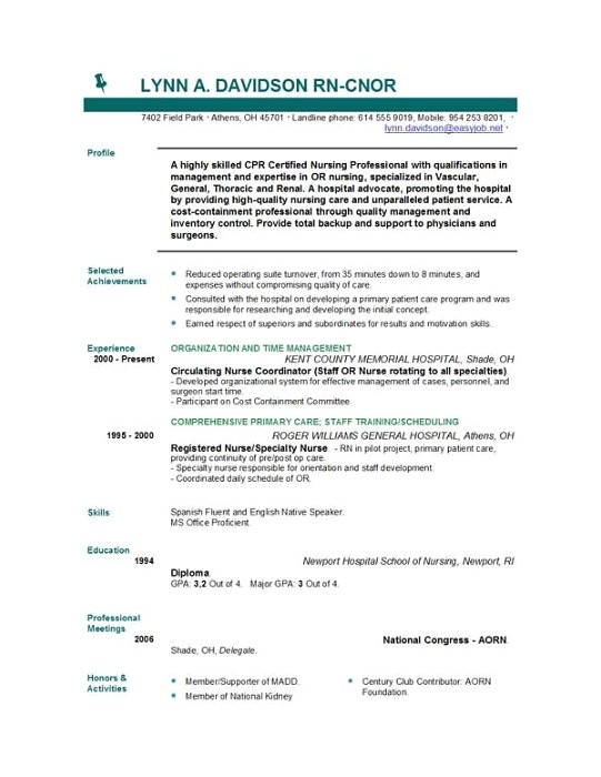 nursing resume templates
