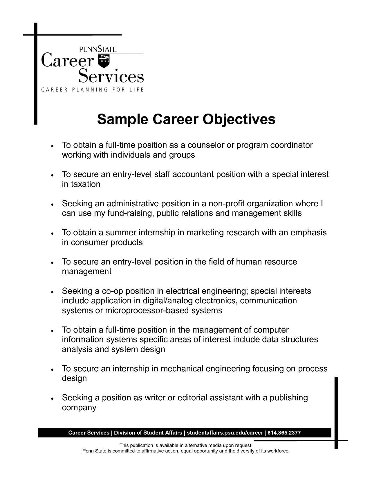how to write career objective with sample