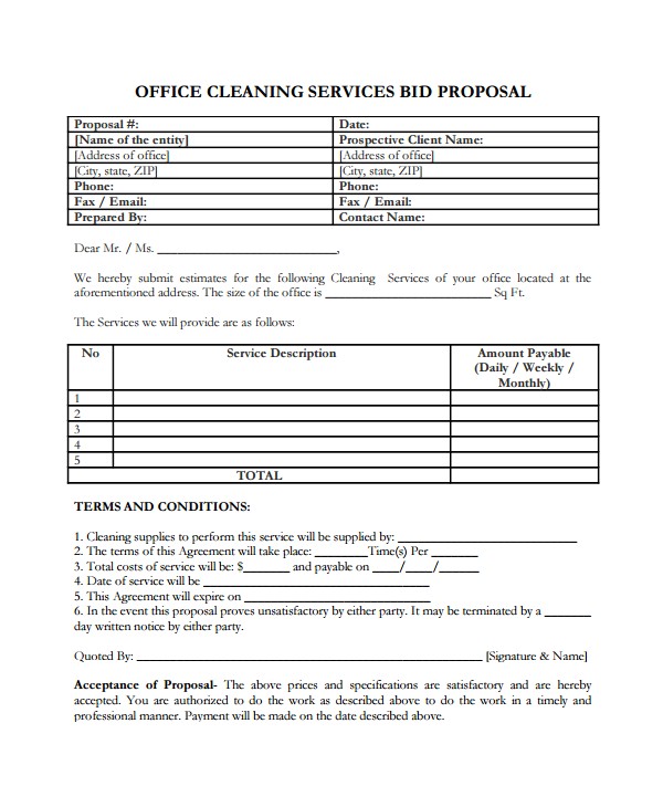 office cleaning business proposal