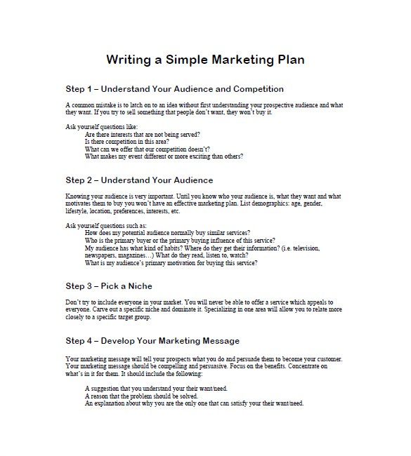 sample simple marketing plan