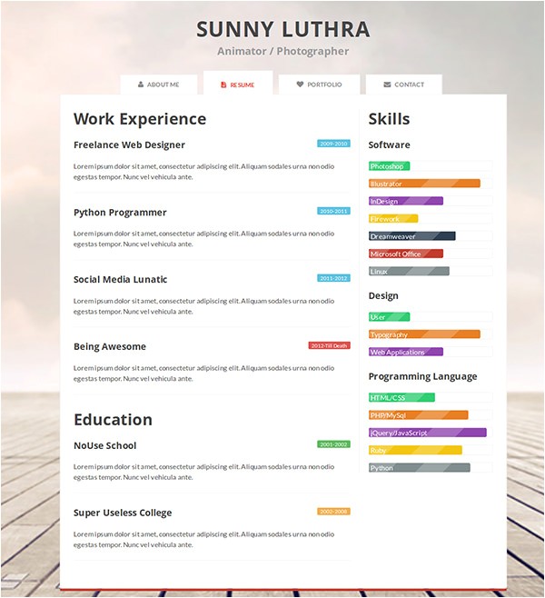 best html and css resume template