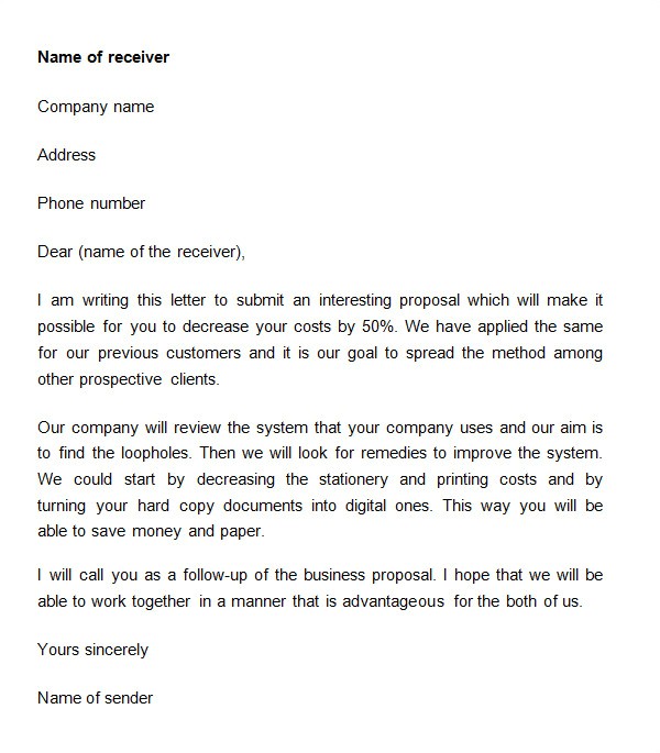 business proposal letter