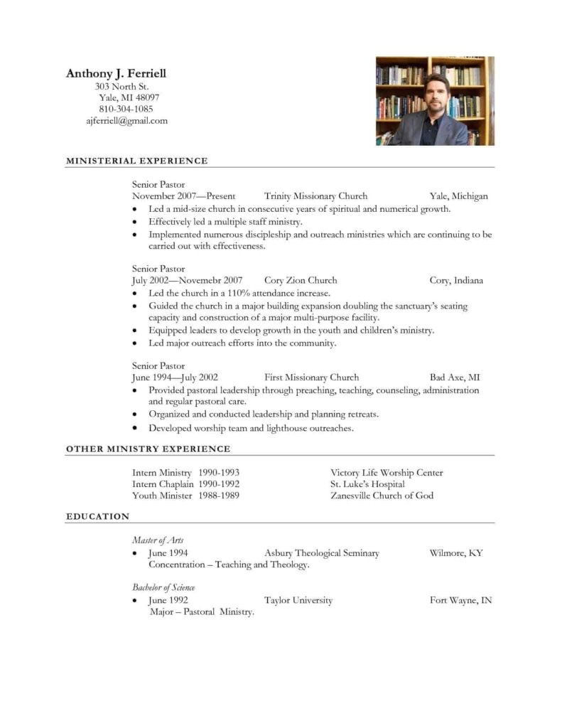 Pastor Resume Sample Pastoral Resume Template Sample Resume Cover Letter format