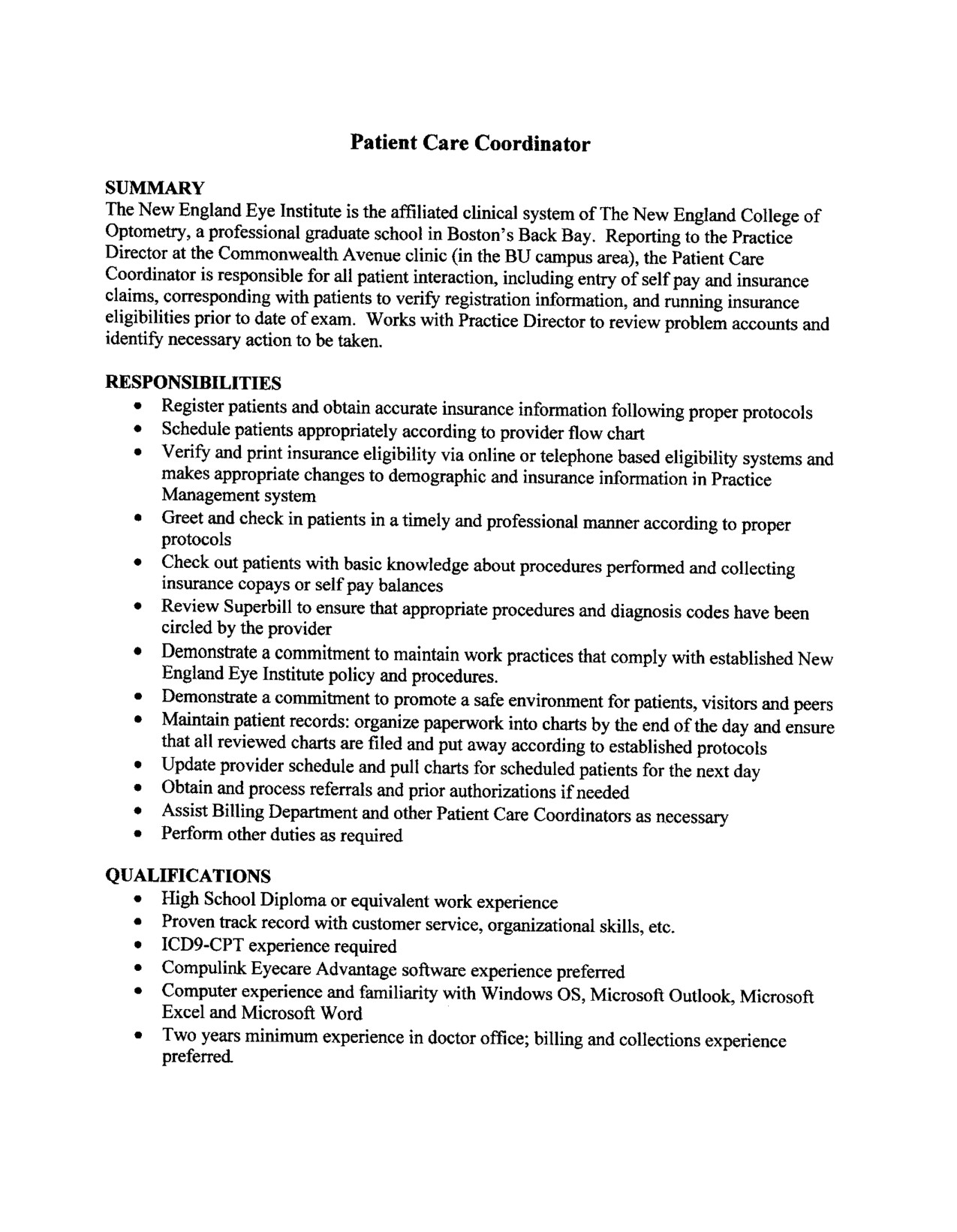 Patient Care Technician Resume Objective Sample 2016 Patient Care Coordinator Resume Sample