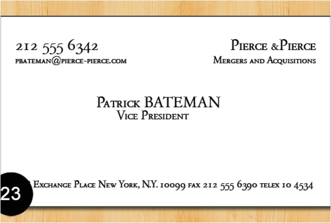 give you patrick batemans business card