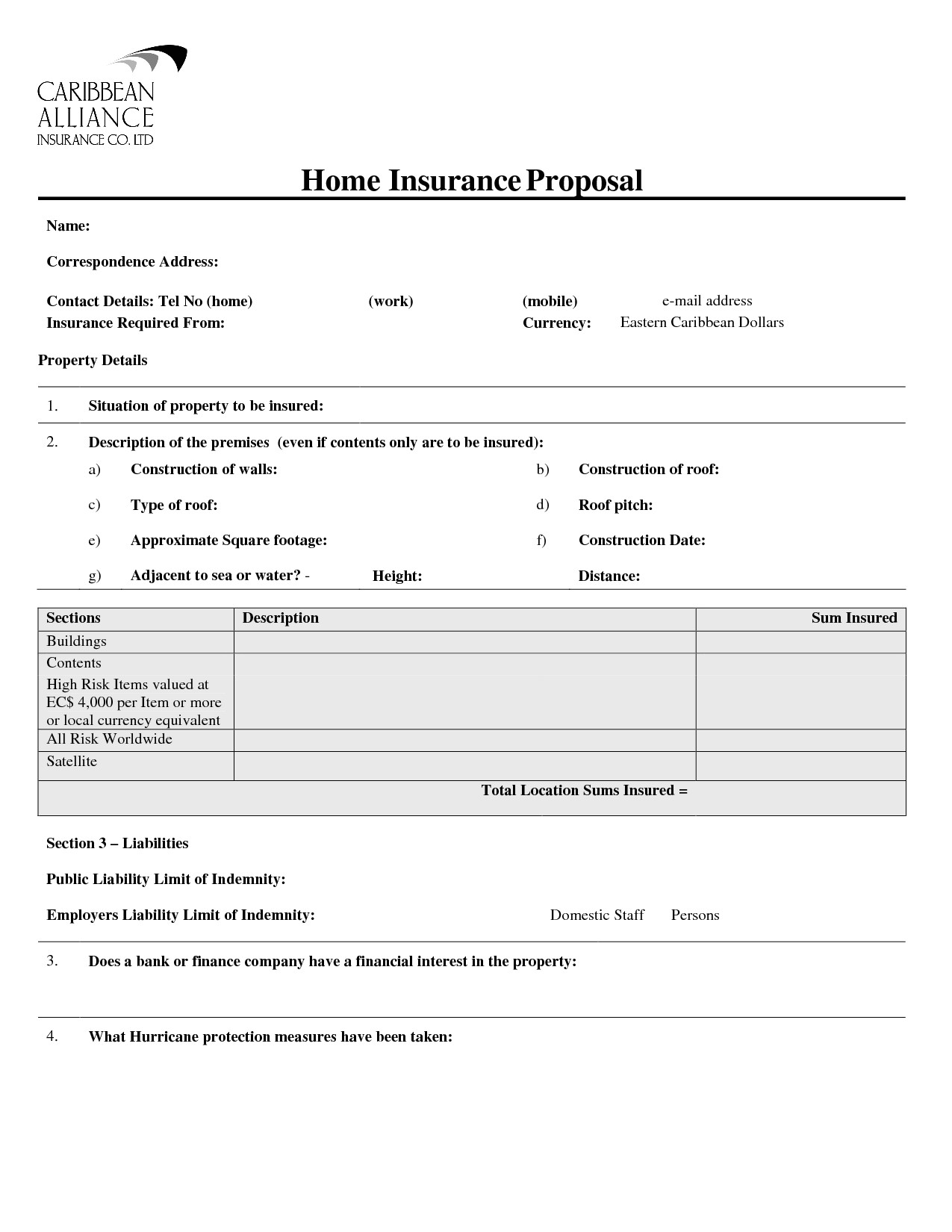 1204 insurance proposal template