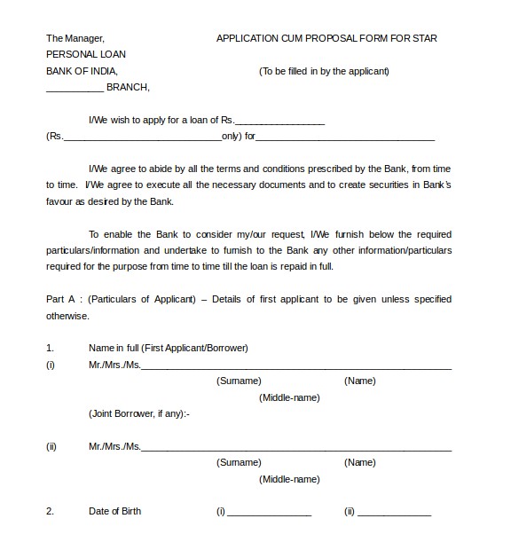 personal loan letter to company format