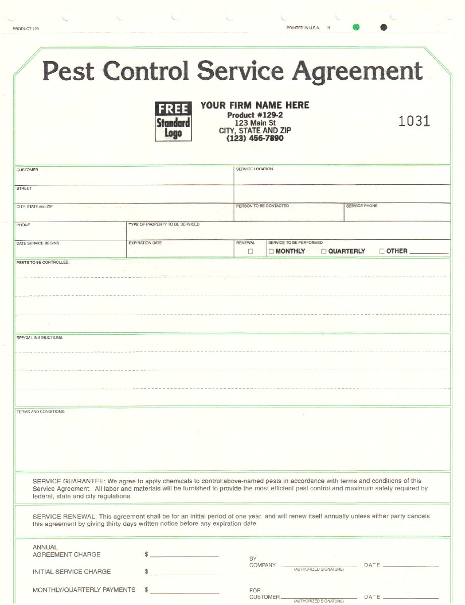 pest control contract template
